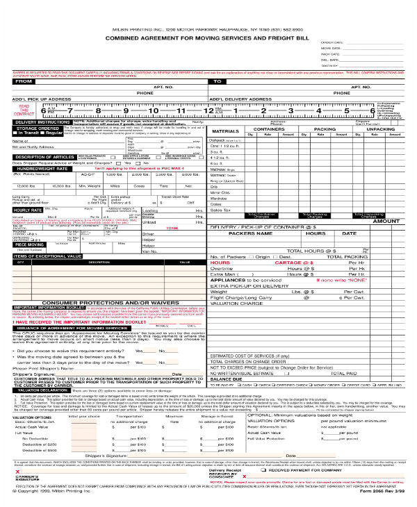moving company contract templates