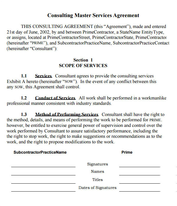 master services agreement template