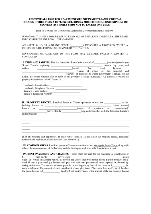 4681 apartment rental agreement template