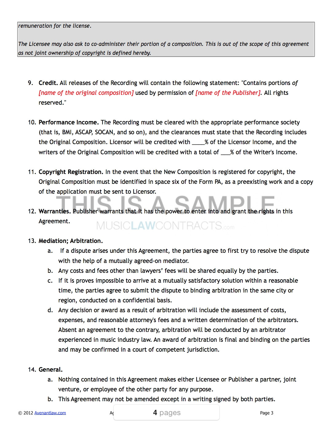 music publishing agreement template good music publisher contract pack aa p143278