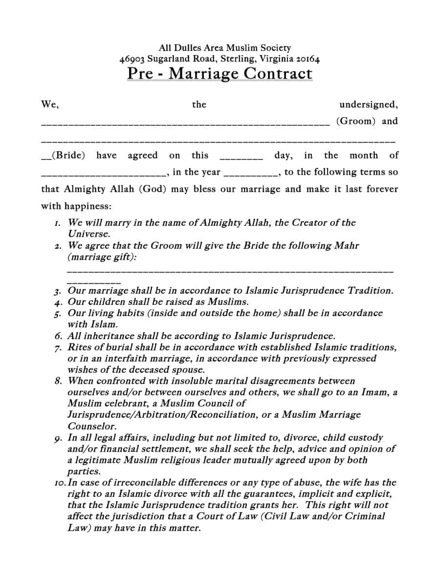 marriage contract
