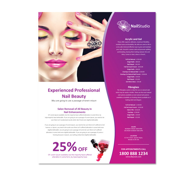 nail beauty salon flyer template