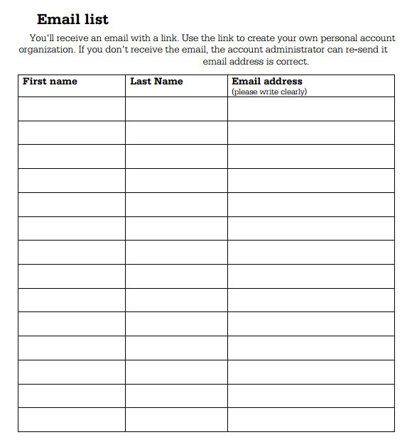 sample sign up sheet