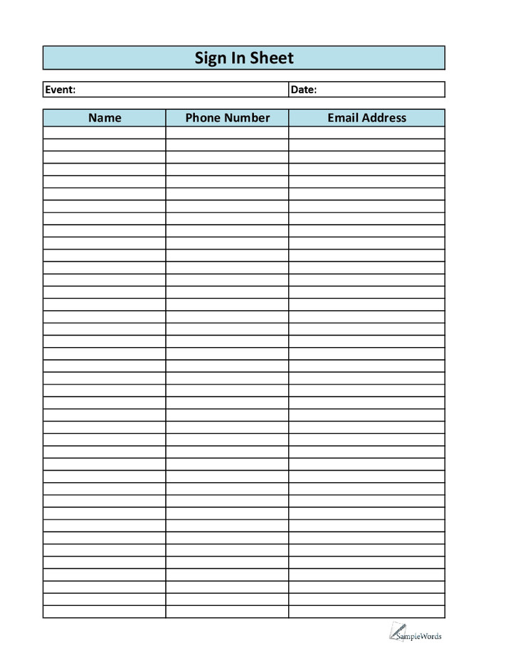 sign up sheet template name email phone number
