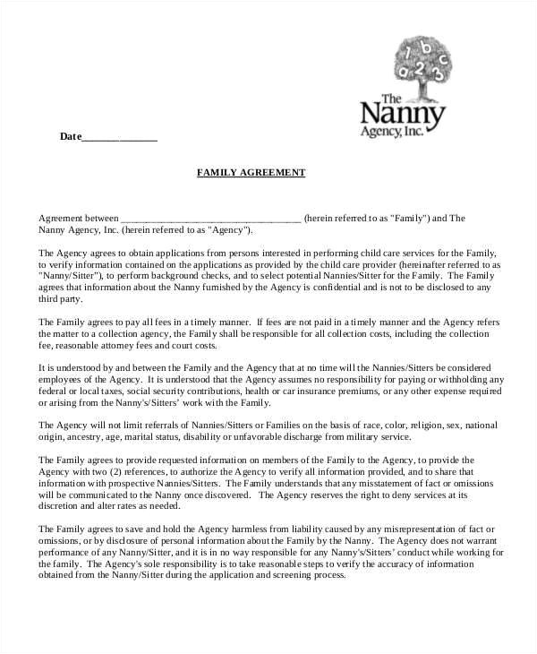nanny contract template