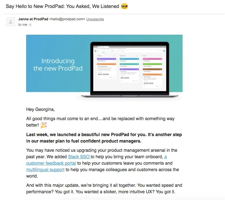 product launch emails