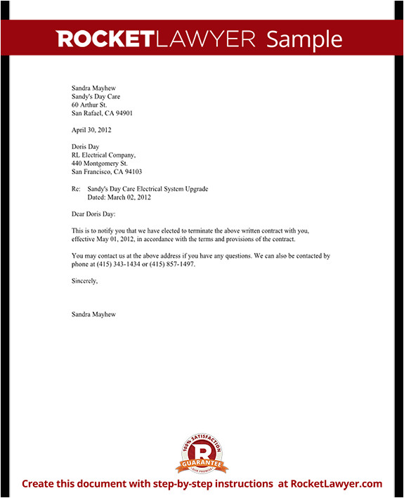 Notice Of Termination Of Contract Template Notice Of Termination Of Contract Notice Letter with