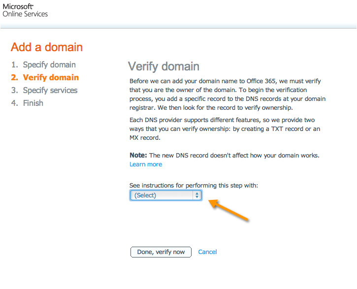dns verification in office 365 crm online