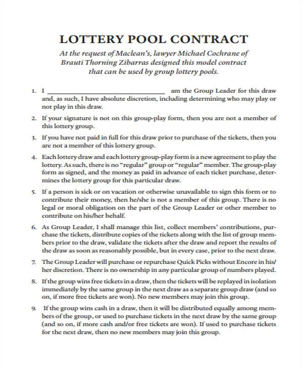 sample lottery syndicate agreement form