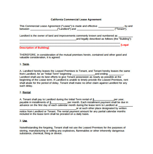 sample office lease agreement template