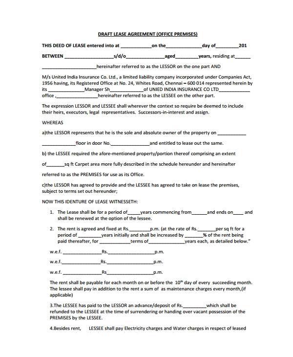 commercial office lease agreement