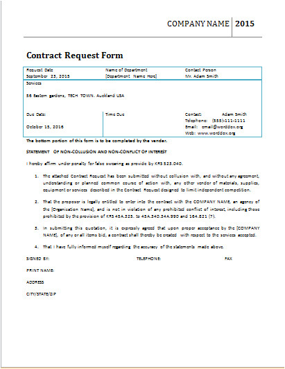 contract request form