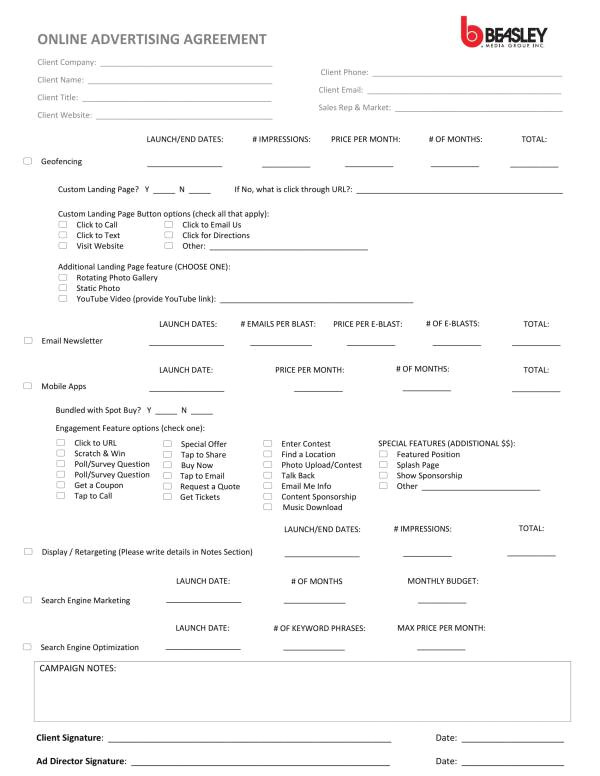 online advertising contract template pdf
