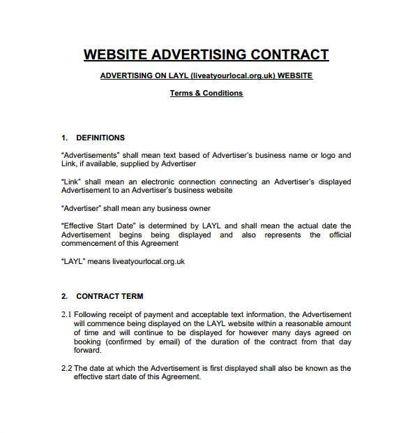 advertising contract template