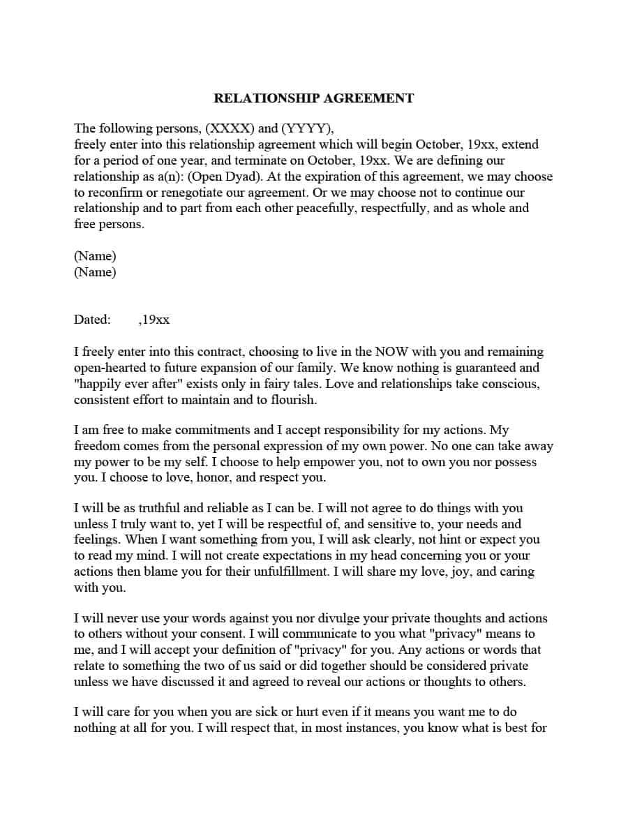 Open Marriage Contract Template 20 Relationship Contract Templates Relationship Agreements