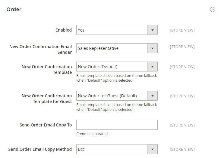 how to configure sales email magento 2