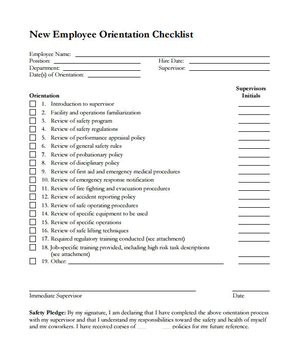 new hire checklist template