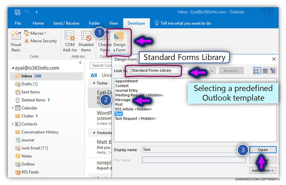 create publish organizational forms office 365