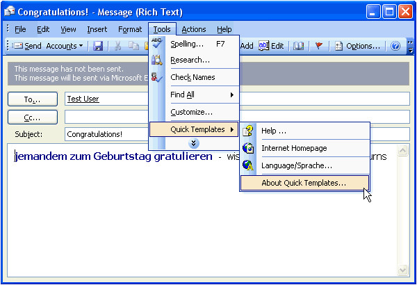 quick templates for outlook