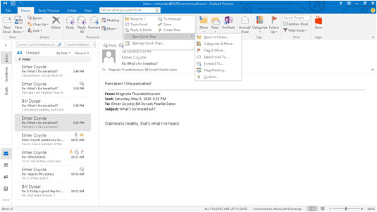 how to create new quick steps in outlook 2016