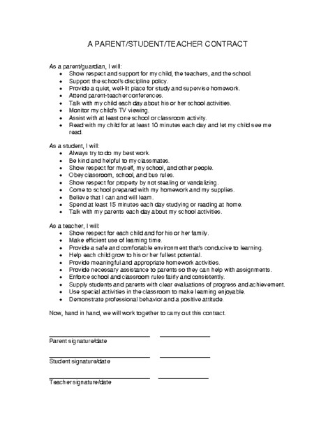 Parent Student Contract Template Parent Student Teacher Contract Template Education World