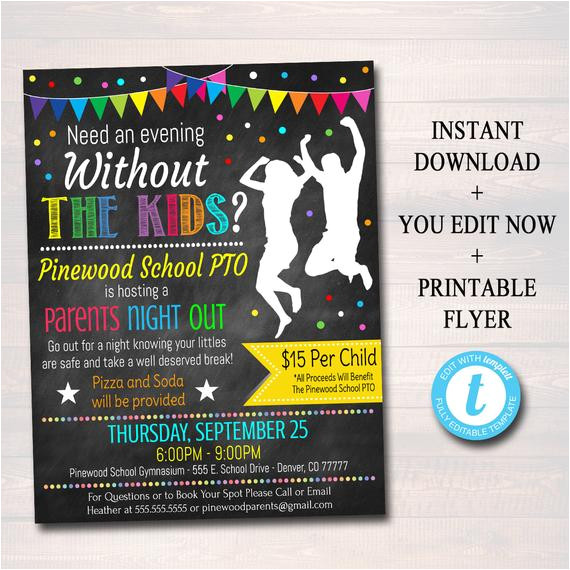 editable parents night out flyer