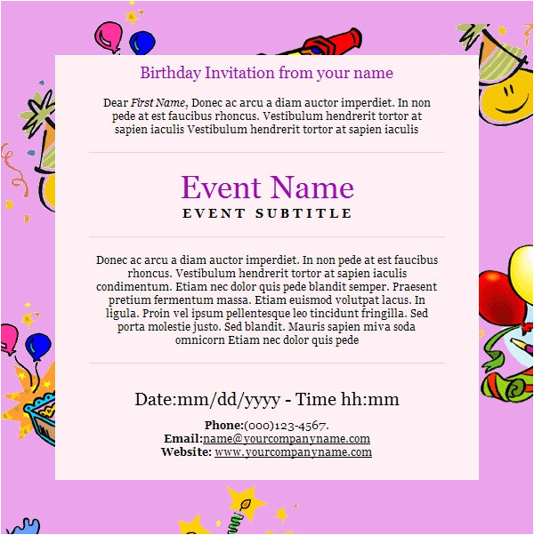 Party Invitation Email Template 23 Birthday Invitation Email Templates Psd Eps Ai