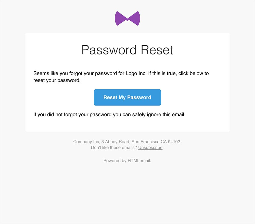 Password Reset Email Template HTML Responsive forgot Password Reset Email Template