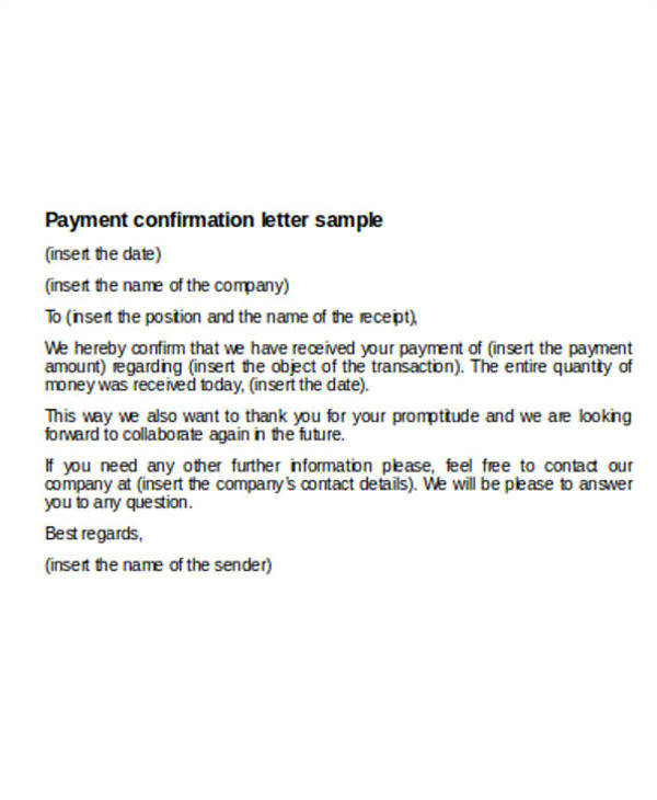 payment letter format
