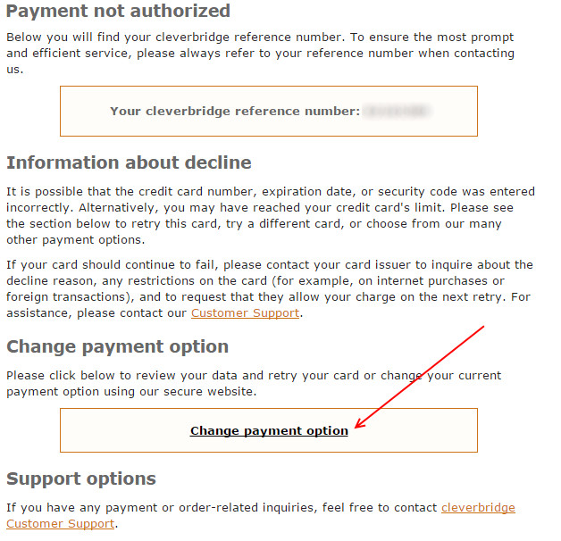 how to change your payment method with cleverbridge