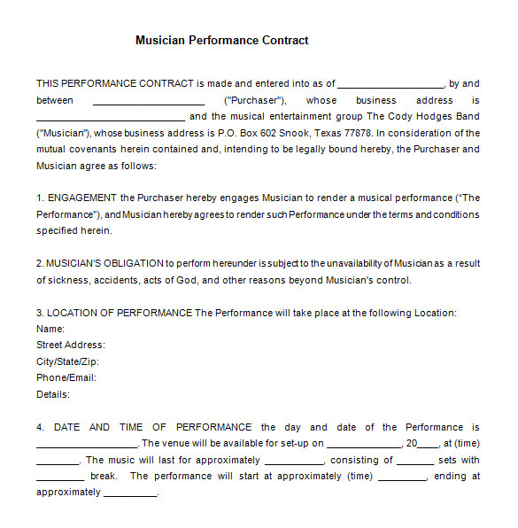 performance contract template