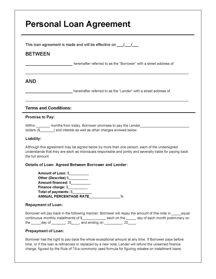 personal loan agreement template 4