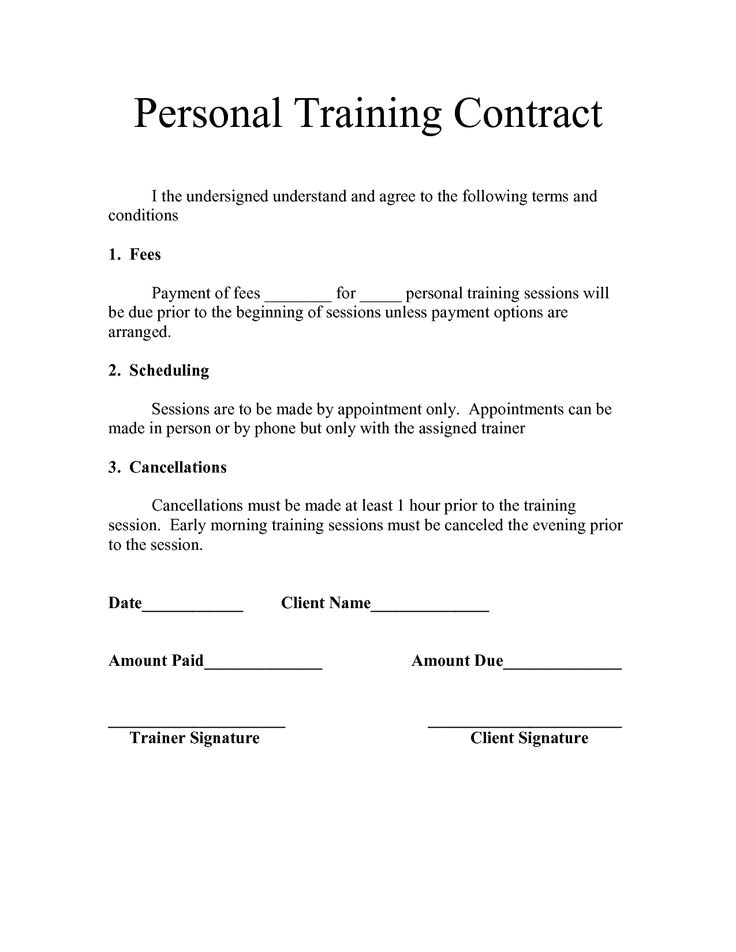 personal trainer contract