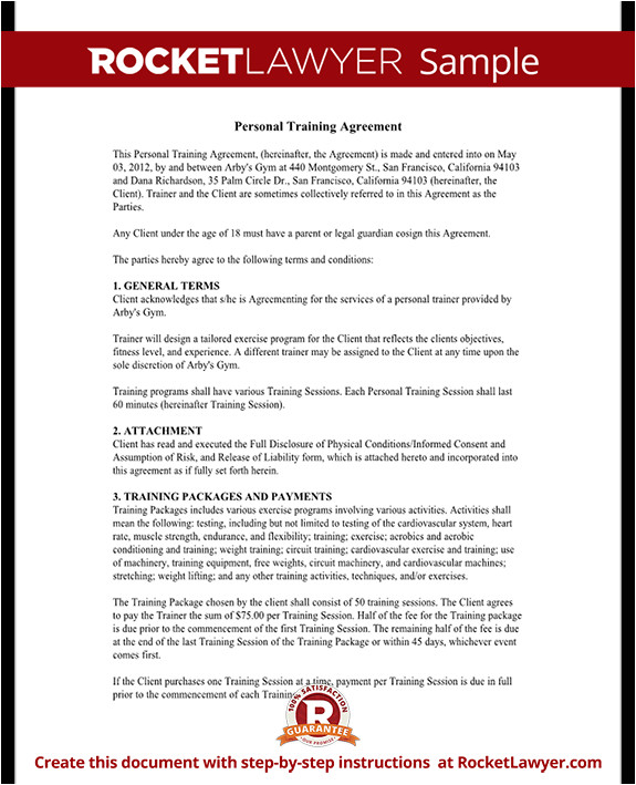 personal training agreement rl