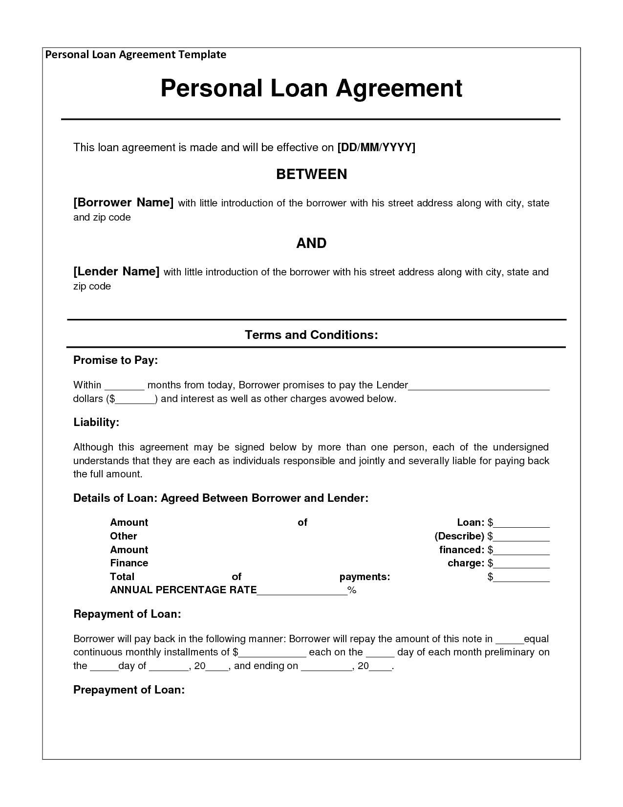 loan agreement sample