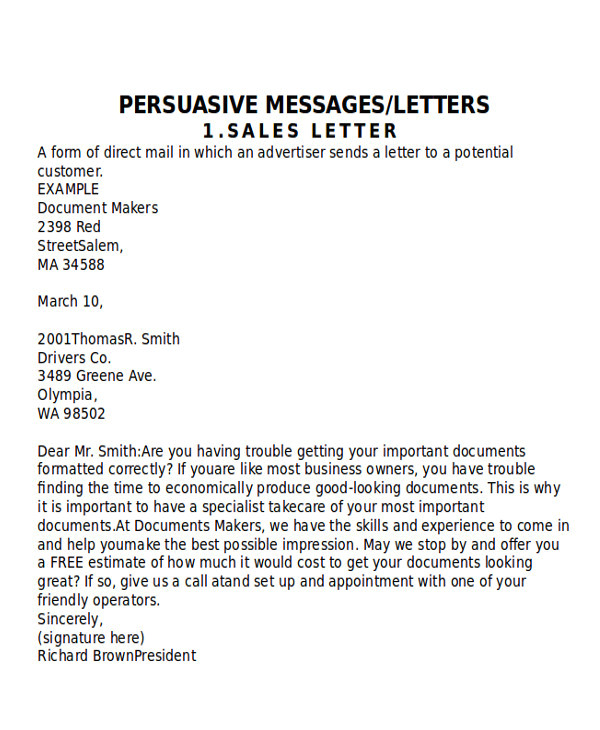 letter to potential customer
