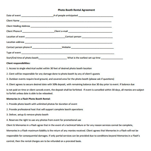 booth rental agreement template