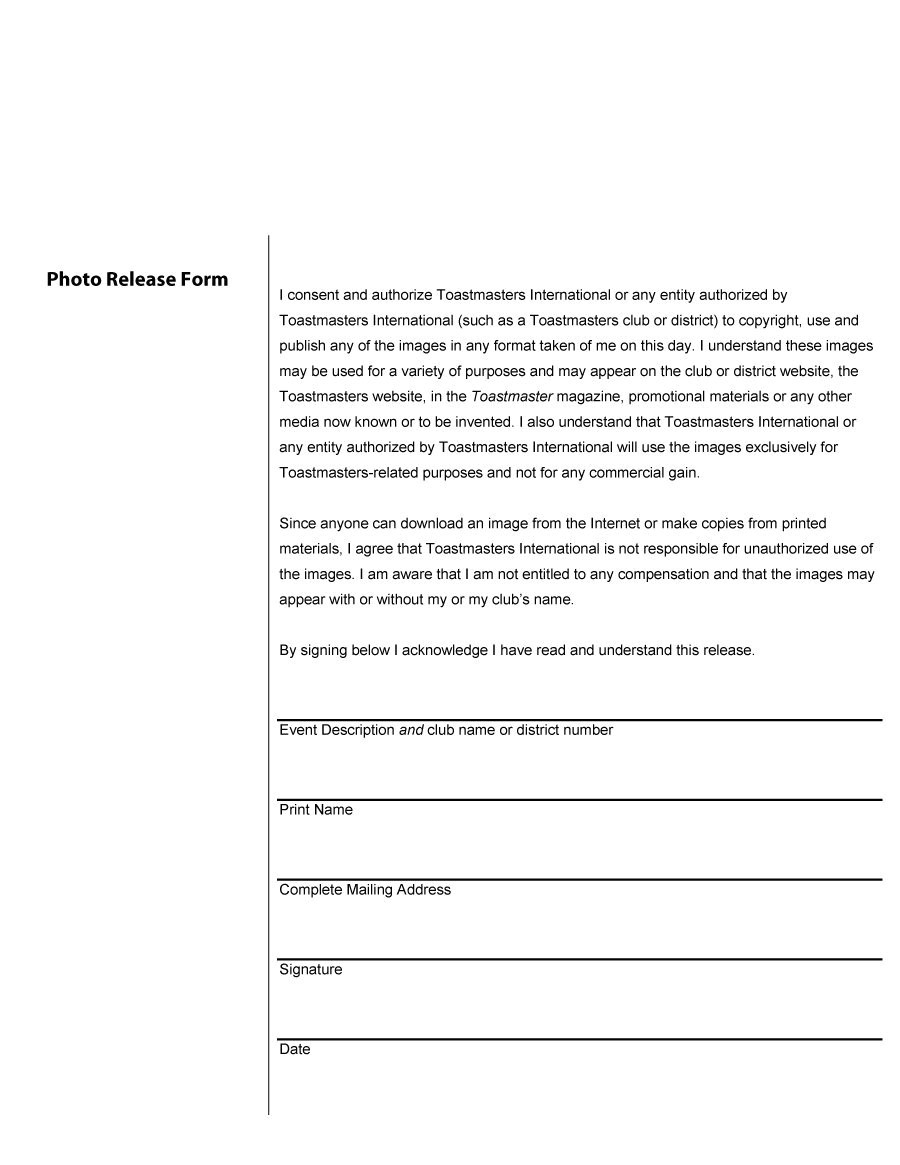 photo release form