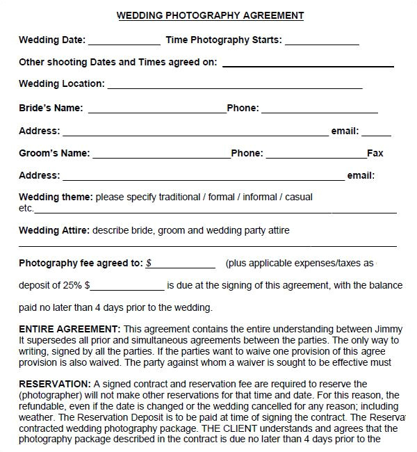 Photography Contract Template Australia Simple Photography Contract Template Download