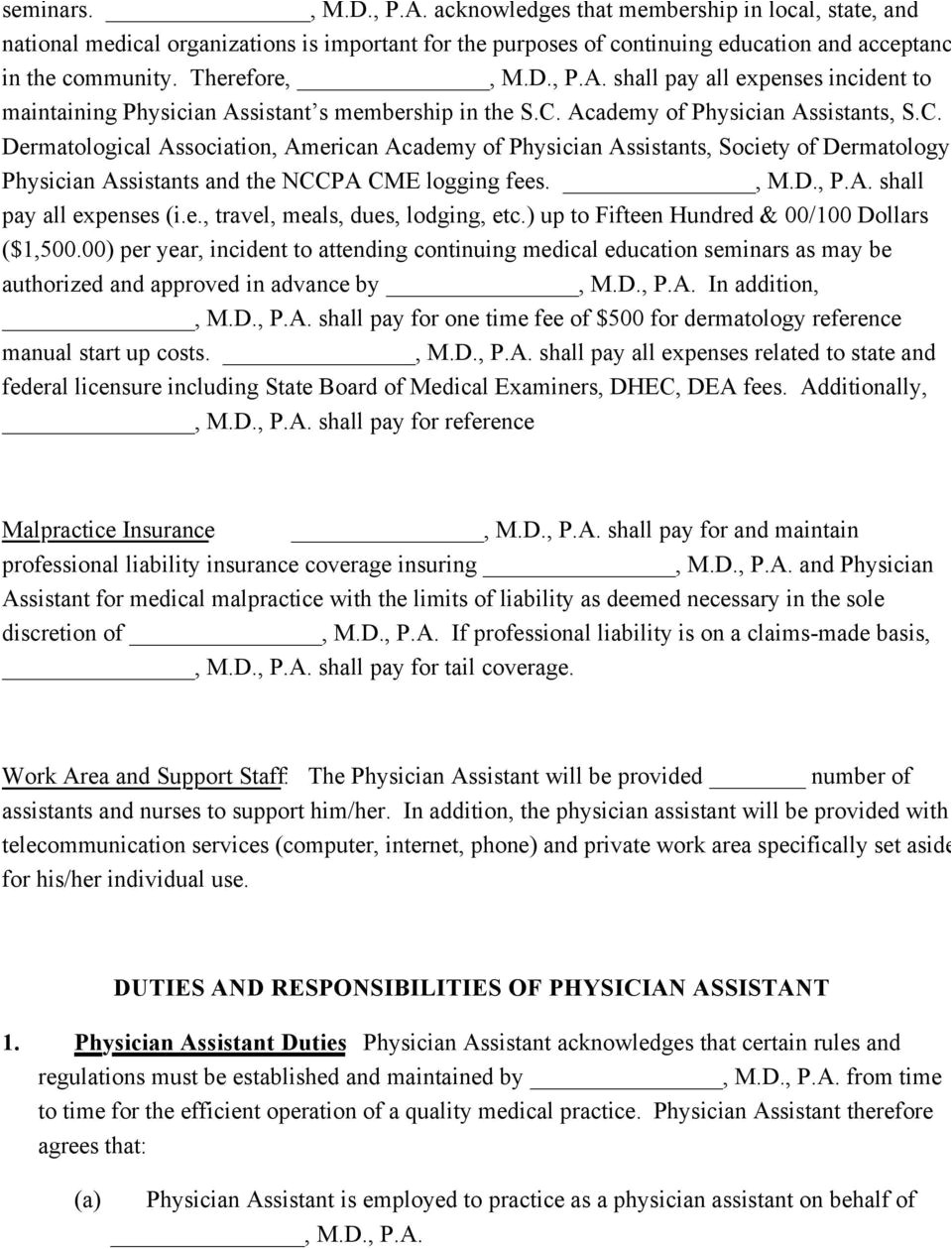 11465279 physician assistant employment agreement terms of agreement