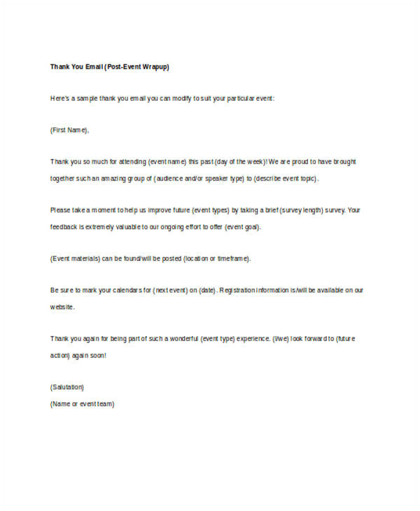 Post event Thank You Email Template How to Write A Post event Thank You Email