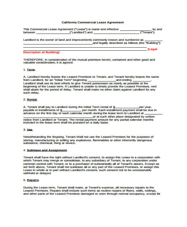 commercial agreement templates