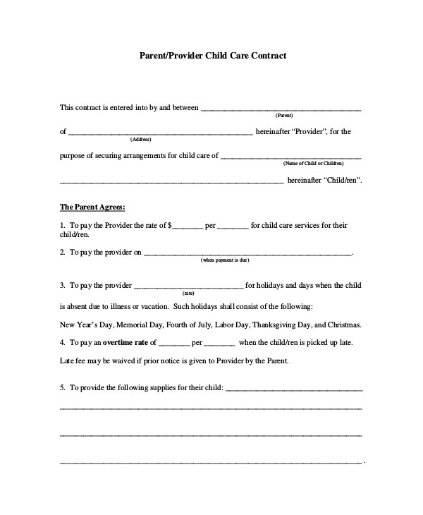 Preschool Contract Templates Sample Contract 23 Examples In Pdf