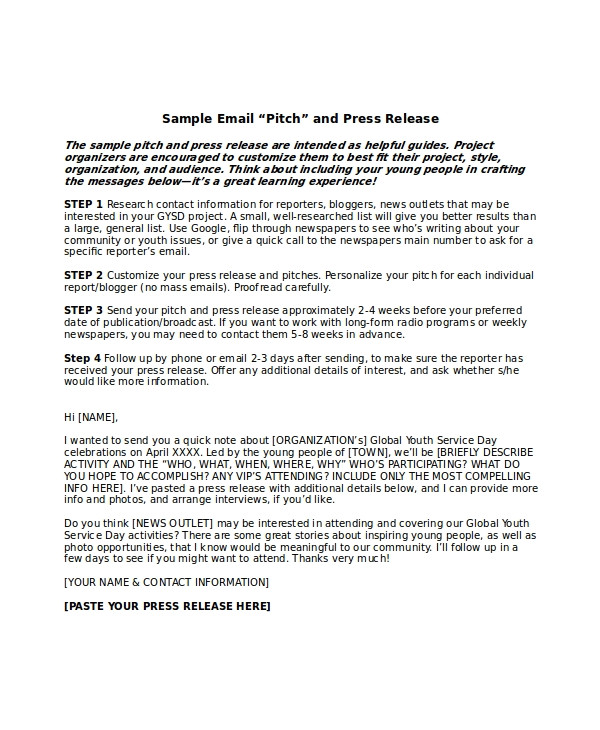 Press Release Follow Up Email Template Press Release Template 21 Free Word Pdf Document