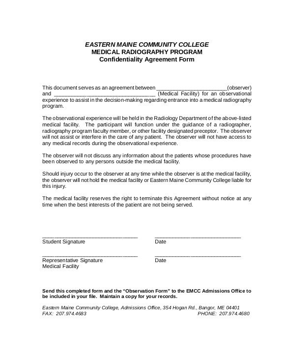 sample medical confidentiality agreement