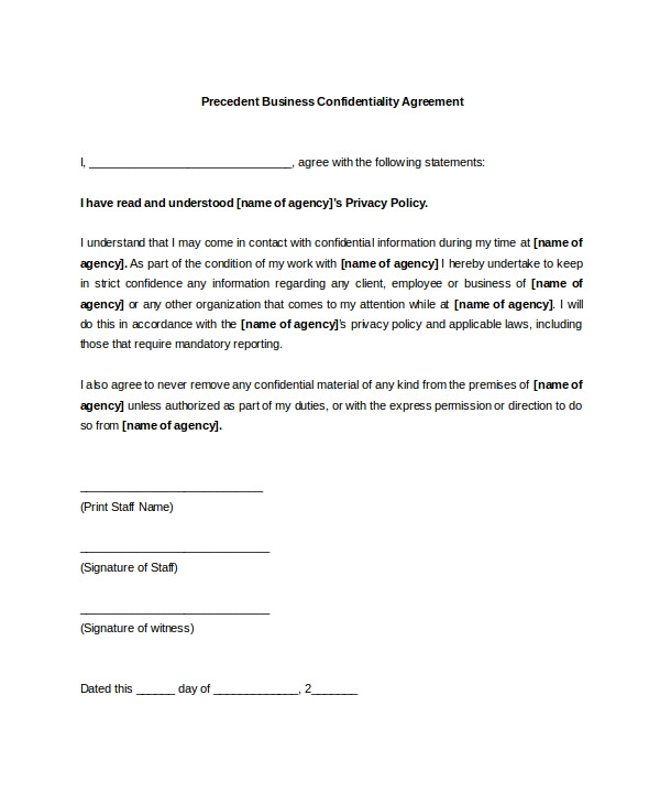 business confidentiality agreement