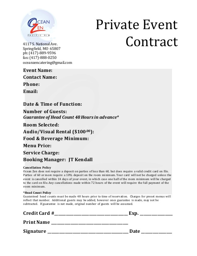 private event contract