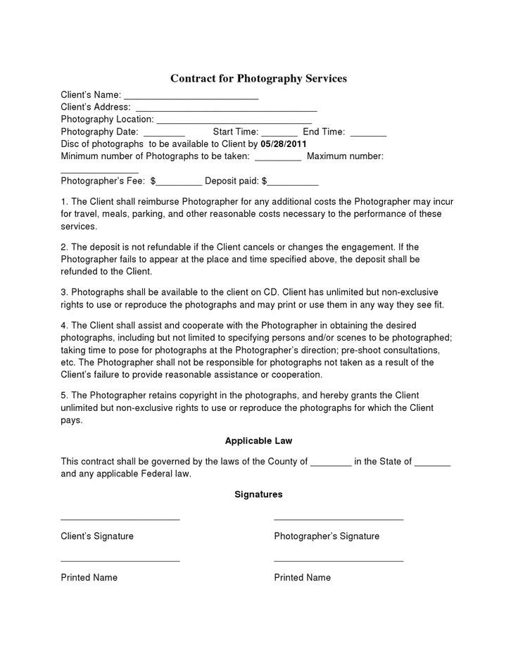 Product Photography Contract Template 1 Product Photography Contract Template Free Printable Wedding Photography Contract Template form