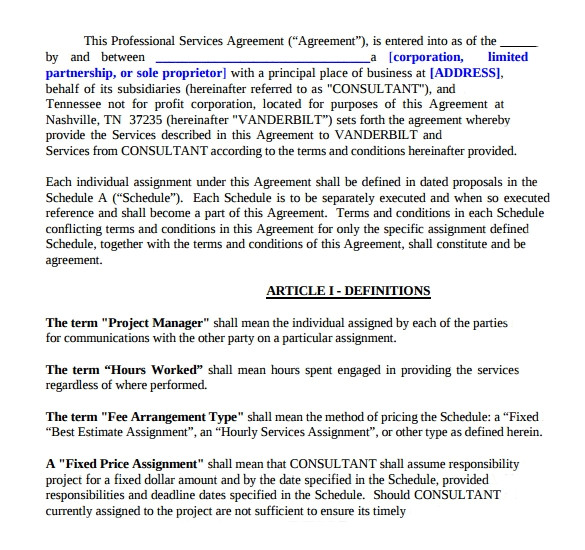 professional services agreement template