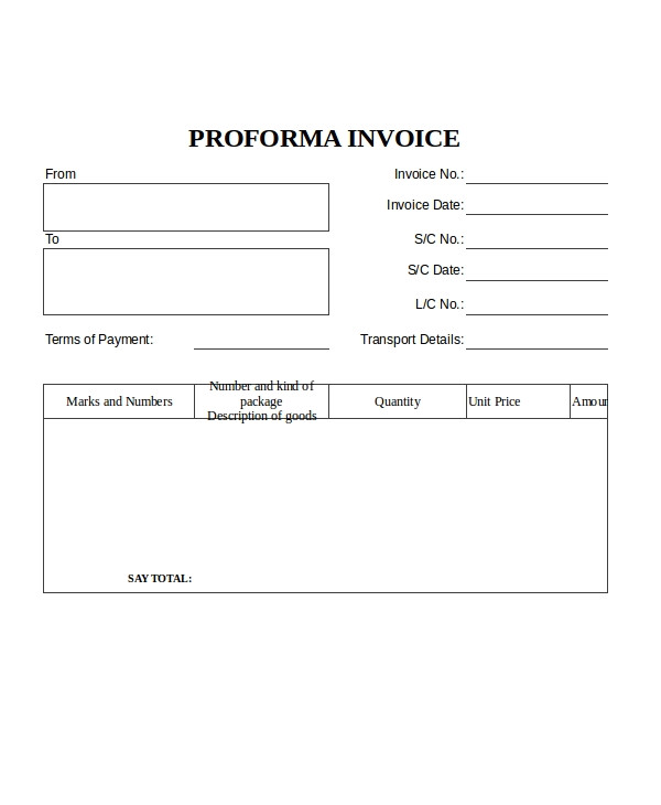 simple proforma invoice templates